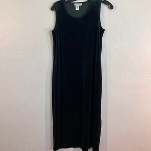 Coldwater Creek Forest Green velvet midi dress 14‎ Petite